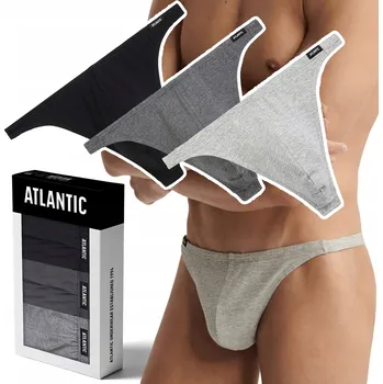 Slipy ATLANTIC 3BMP-253 sexy pánské TANGA slipy bavlněné 3 PÁRY - M