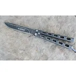 Nůž motýlek nýtovaný Stone Wash černý Kandar N-153