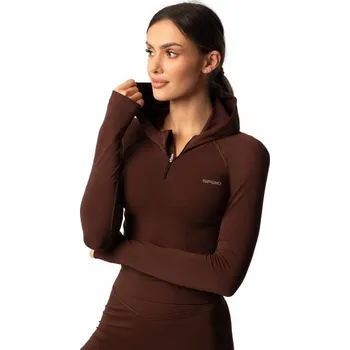 Pánská mikina SPAIO FITNESS MIKINA ADAPT s kapucí coffee XL