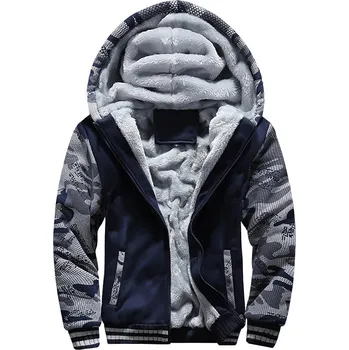 Pánská mikina Unisex zimní mikina se zipem a kožíškem Velikost: 4XL, Barva (Varianta): navyblue