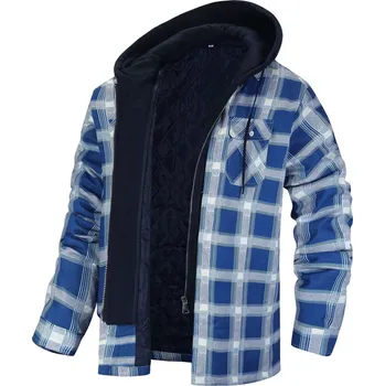 Pánská softshellová bunda Kostkovaná pánská bunda na zip Barva: Modrá, Velikost: S