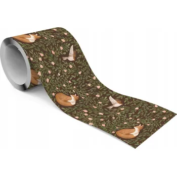 Obraz Dekorativní Bordura do dětského pokoje LISY Ptáčci Listy Květiny Boho styl