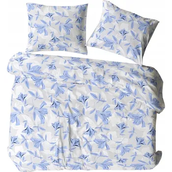 Povlečení Povlečení bavlněné 220x200 z kůry POLSKÁ KŮRA bez žehlení květy světle modrá