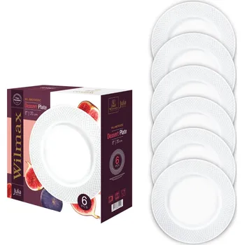 Talíř Dezertní talíř kulatý 20 cm z bílého porcelánu WILMAX, sada 6 ks
