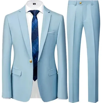 Pánský oblek Pánský formální oblek MC120 Velikost: XL, Barva (Varianta): 2 Pcs Set sky blue