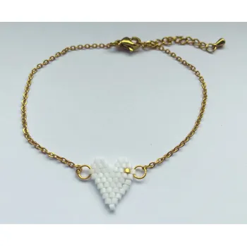 Náramek Náramek chirurgická ocel Heart beads Barva: bílá