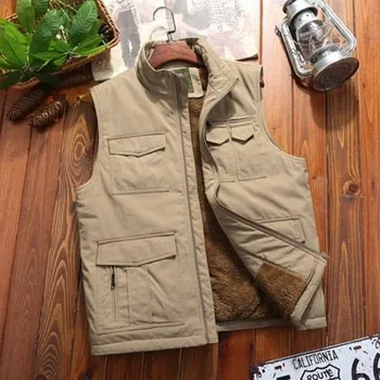 Pánská vesta Pánská outdoorová vesta s kapsami a zateplenou podšívkou Barva: Khaki, Velikost: 8XL