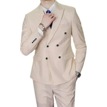 Pánský oblek Společenský oblek MC448 Velikost: S, Barva (Varianta): Sada 2 ks Béžová