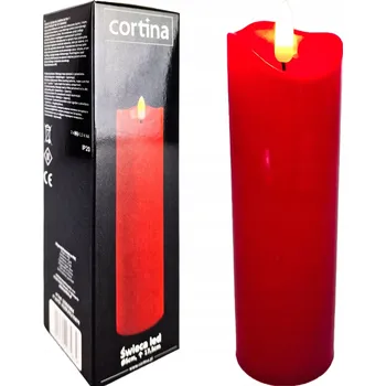 Svíčka LED SVÍČKA NA BATERIE DO LAMPIONU 17,5 CM - REALISTICKÝ PLAMEN, ČERVENÁ