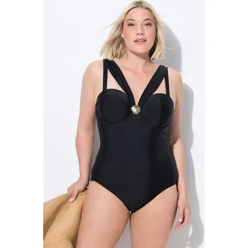Dámské plavky Ulla Popken, Plus size Plavky, kostice, měkké košíčky, nastavitelná ramínka, recyklovaný materiál pro plnoštíhlé nadměrná velikost, 836462100-1011, černý, 50, Nadměrné velikosti, Plus size oblečení, Oblečení pro boubelky, Oblečení pro baculky, Oblečení pr