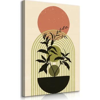 Obraz OBRAZ NA PLÁTNĚ STYL BOHO MINIMALISMUS LISTY PŘÍRODA VĚTVIČKY 30x40