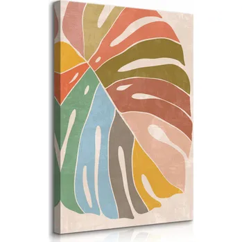 Obraz VELKÝ OBRAZ DO OBÝVÁKU DUHOVÝ LIST MONSTERY STYL BOHO PŘÍRODA 40x50