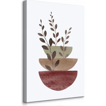 Obraz OBRAZ NA PLÁTNĚ VĚTVIČKY LISTY PŘÍRODA STYL BOHO MINIMALISMUS 80x120