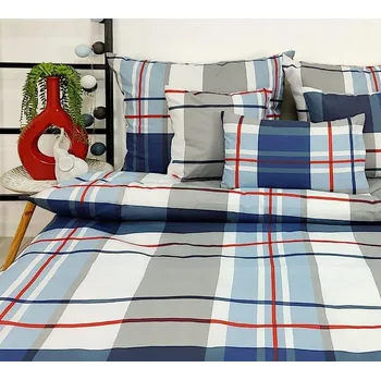 Povlečení Povlečení bavlna PREMIUM kostkovaný vzor modrá červená pánské moderní 220x200