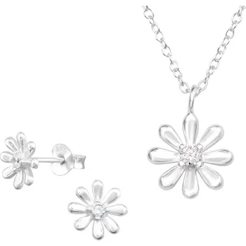 Souprava šperků Set řetízek + náušnice s motivem Sedmikráska + dárková krabička 2587