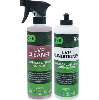 Čistič plastových dílů 3D SET: LVP Cleaner + Conditioner 473ml - čištění a ošetření kůže, vinylů a plastů