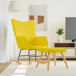 ZBXL Houpací křeslo se stoličkou hořčicově žluté textil