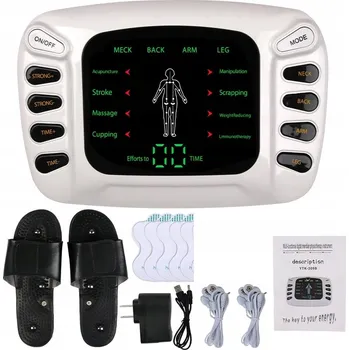 Masážní přístroj ELEKTROSTIMULÁTOR TENS PRO SVALY A NERVY EMS MASÁŽ CELÁ SADA KLAPKY POUZDRO v4