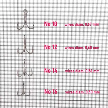 Rybářský háček HENDS T255 BN - TROJHÁČEK - Jemný drát Velikost: 12, Balení: 8 ks