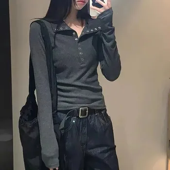 Žebrovaný top s druky Barva: Tmavě Šedá, Velikost: M