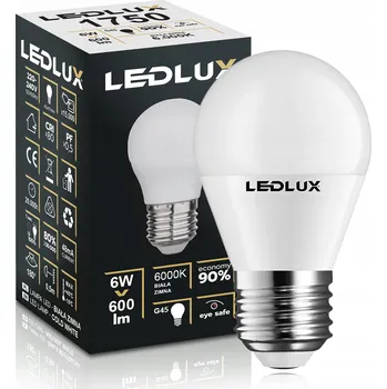 Žárovka LED žárovka E27 6W = 60W 600lm SMD Studená BÍLÁ Kulička