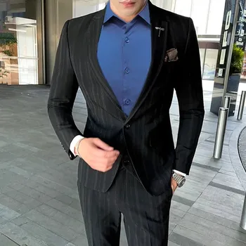 Pánský oblek Pánský formální oblek MC124 Velikost: 2XL, Barva (Varianta): 2 Pcs Set Black 1