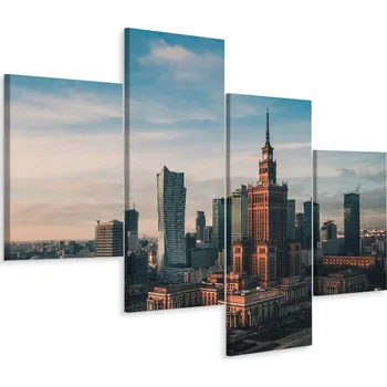 Obraz Obraz Čtyřdílný (Tetraptych) Varšava Město Nebe 3D 120x75
