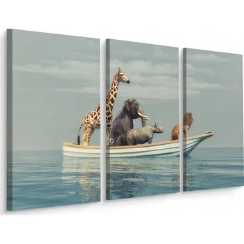 Obraz Obraz Tryptych Divoká ZVÍŘATA Loď Příroda 60x40