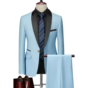 Pánský oblek Společenský oblek MC455 Velikost: L, Barva (Varianta): 2 Pcs Set Sky
