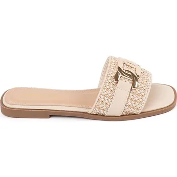 Dámské žabky Goodin Pěkné dámské béžové nazouváky na plochém podpatku 37