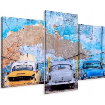 Obraz Obraz VINTAGE Auta Havana Ulice 3 Části 120x80