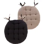 STOF Kulatý podsedák na židli DUO, vázání na šňůrky, 100% bavlna, Ø 38 cm, černý