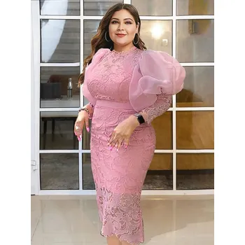 Dámské šaty Koktejlové šaty krajkové Barva: Růžová, Velikost: L