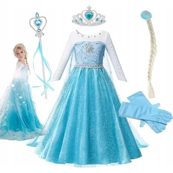 Dámské šaty Kostým Elsa ŠATY Elza převlek 134-146 velikost XL 9-11 let