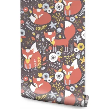 Fototapeta Tapeta do dětského pokoje zvířátka květiny liška