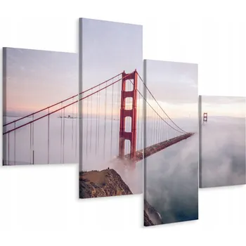 Obraz Čtyřdílný obraz MOST v mlze Panorama 3D 80x50