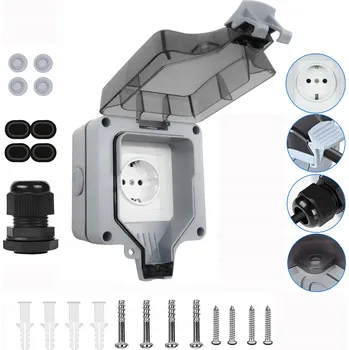 Elektrická zásuvka VENKOVNÍ ELEKTRICKÁ ZÁSUVKA ZAHRADNÍ VODOTĚSNÁ S KOLÍKEM 16A IP66 250V