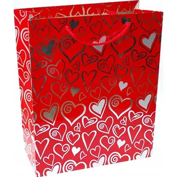 Dárková taška Dárková taška na Valentýna červená se srdíčky V-192
