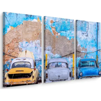 Obraz Obraz triptych Retro Auta Havana 3D 60x40