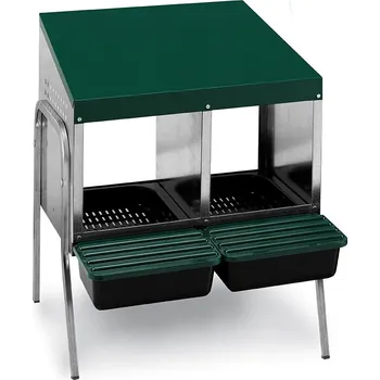 Chov hospodářského zvířete BRAVSON GROUP s.r.o. Snáškové hnízdo pro slepice se sběrným košíkem na vejce GAUN 10132 dvoumístné na nožičkách