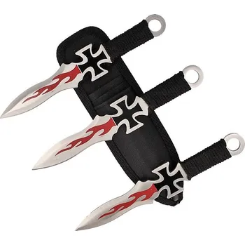 Pracovní nůž Nože vrhací (házecí) Kandar Cross N-333 sada 3 kusy s pouzdrem