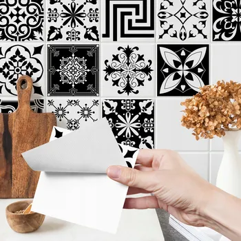 Obraz Samolepky na obklady 25x25 cm Černobílá MAROCKÁ Mozaika Sada 24 ks