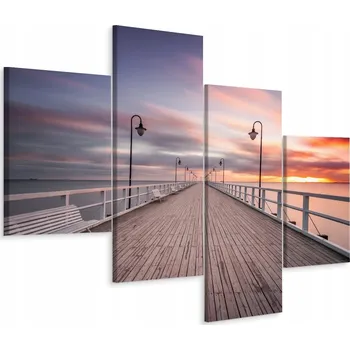 Obraz Čtyřdílný obraz Dřevěné molo KRAJINA 3D 80x50