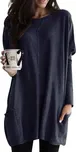 Best Fashion Dámská tunika s ozdobným švem Barva: Tmavě Modrá, Velikost: 4XL