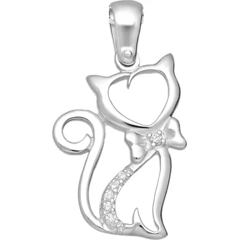 Přívěsek Přívěsek Kočička s mašlí & Zirkony stříbro 925 2925