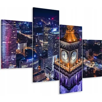 Obraz Obraz Čtyřdílný (Tetraptych) město Varšava Světla 3D 80x50