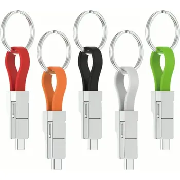 Datový kabel Nabíjecí kabel na klíče 3v1 Lightning, USB-A a USB-C Barva: Modrá