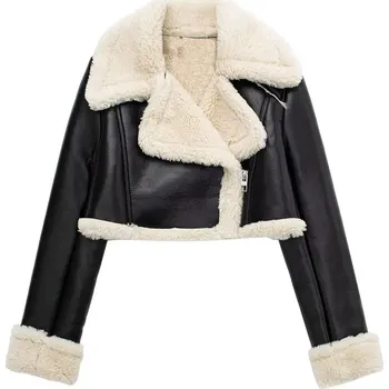 Dámský křivák Zimní kožený křivák s kožešinou Barva: Černá, Velikost: XS