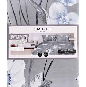 Povlečení Povlečení saténové z mikrovlákna 160 x 200 + 2 květované povlaky ŠEDÉ