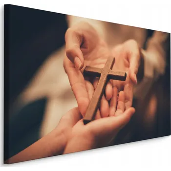 Obraz Nástěnný obraz Kříž Ruce Modlitba Náboženství 70x50